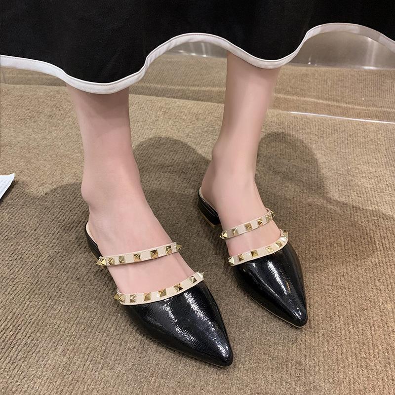 Baotou Women s Shoes - New Style Pointed-Toe Flat Sandals 36 чёрный