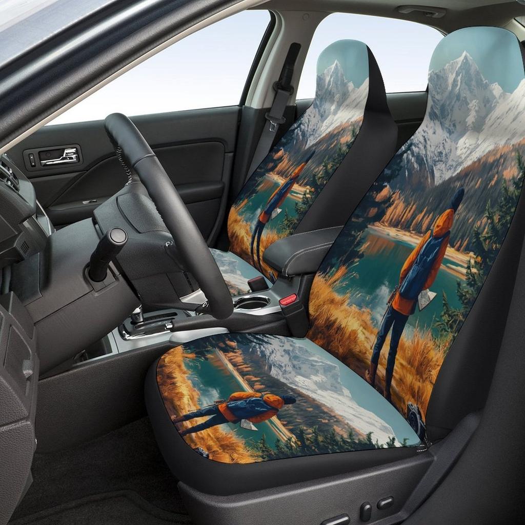 Mountain Lake Adventure Designed Car Seat Cover Set For Most Cars, Fashion Comfortable Car Seat Protector Covers Full Set, Univ