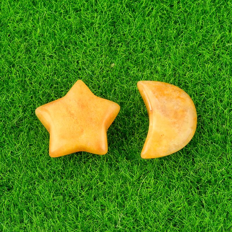 2 ks/sada Mini hvězda Měsíční kameny Crystal Worry Stone Ornament Dekorativní, přírodní kamenné kameny pro čarodějnické řemeslo DIY Meditace Reiki Balancing Decor