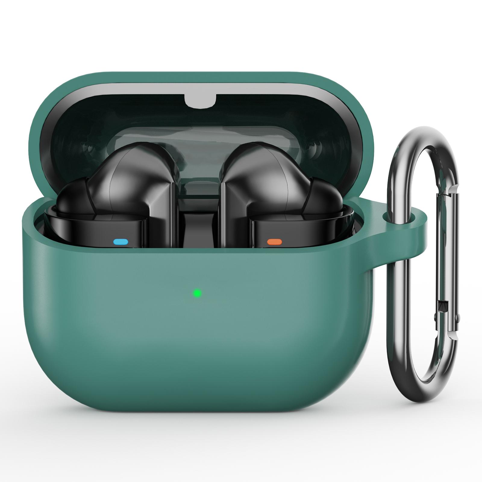 

Силиконовый чехол для Samsung Galaxy Buds3 Pro, защитный чехол для наушников с карабином Green