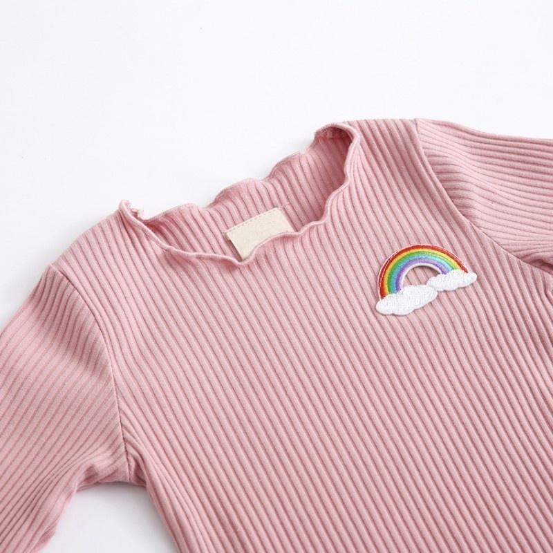 Vår Höst Barn Bomullsskjorta Krage Stickad T-shirt Koreanska barnkläder flickor babyflickor