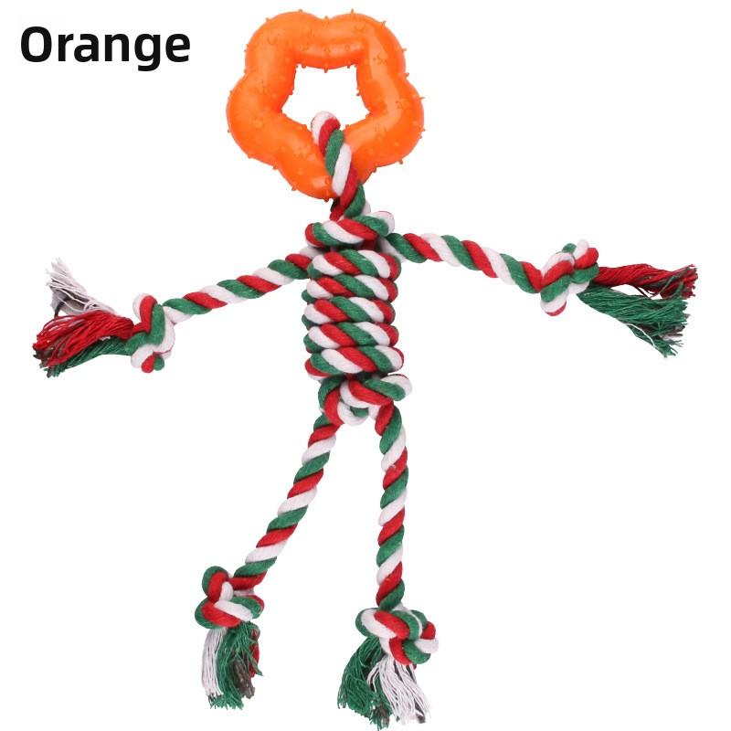 

New Pet Cotton Rope Toy Halloween Teething, Chewable and Boring Dog Toy Herringbone Plum Blossom Style Christmas Cover Large оранжевый