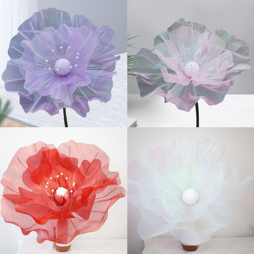 Hollow Design Gauze Poppy Flower 3D Large Simulation Flower Giant Silk Flower  Wedding Decoration
