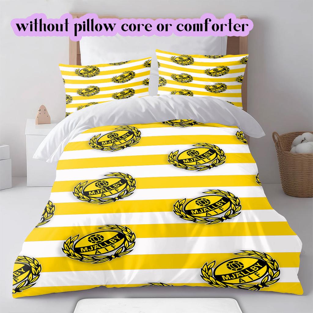 Mjällby AIF football Pattern Bedding,Quilt Set Quilt Cover Pillowcase Home Birthday Gift (1*duvet cover+2*pillowcase,without core)
