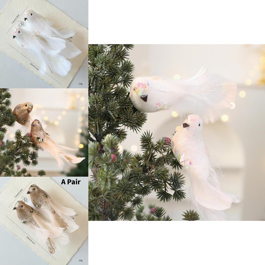 Christmas Tree Ornament Set With Foam Birds For Holiday Decorations And Seasonal Display