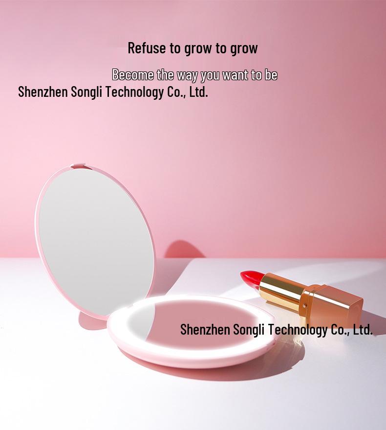 Folding LED Makeup Mirror with Light, Double-Sided, 2X Magnification, Compact and Portable.