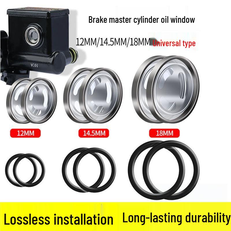 

Oil Sight Glass for Yadea Oupai Luyuan Electric Vehicle Disc Brake Master Cylinder, 12mm & 18mm 14.5mm Oil Sight Glass + Seal Ring Set of 1