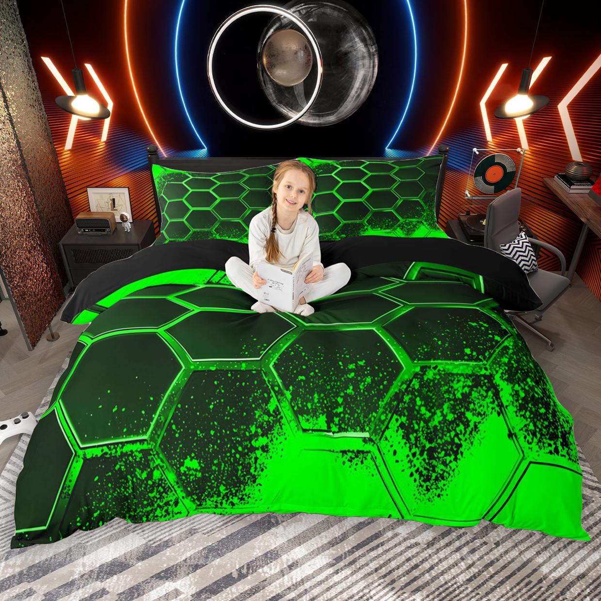 

Comforter Homewish Gradient Honeycomb 2Pcs/3Pcs Neon Lights Hexagon Bedding Set Black Geometric Comforter Set Comforter (quilt)-EU Single(135*200cm)3pcs