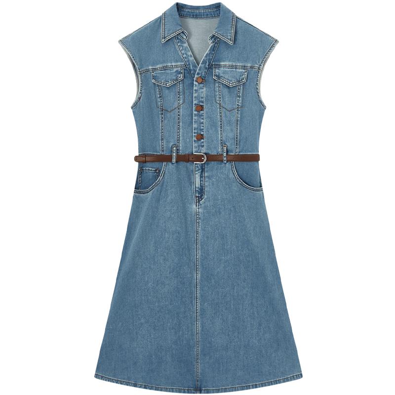 Aijutu Women s Summer Denim A-Line Dress M