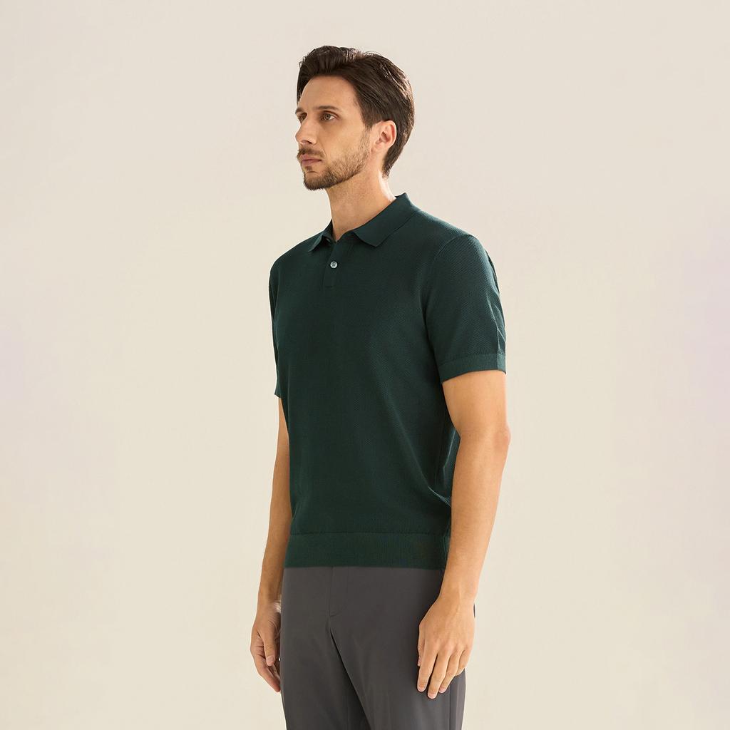 FERRAROMILANO Cotton Blend Collared Knit D/Green (Am0Gtsy20323)