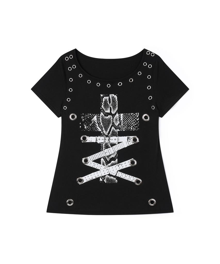 ILLIO Black Eyelet T-Shirts
