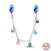 Real 925 Silver Stars & Moon Sunflower Safety Chains Spacer Beads Charms Fit Qikaola 925 Bracelets DIY Jewelry
