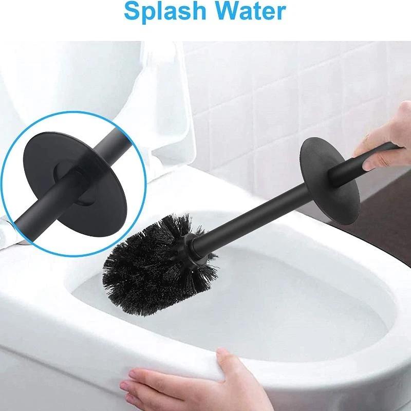 Stainless Steel Black Toilet Brush Set, Toilet Brush and Holder, Deodorizing Long Tube