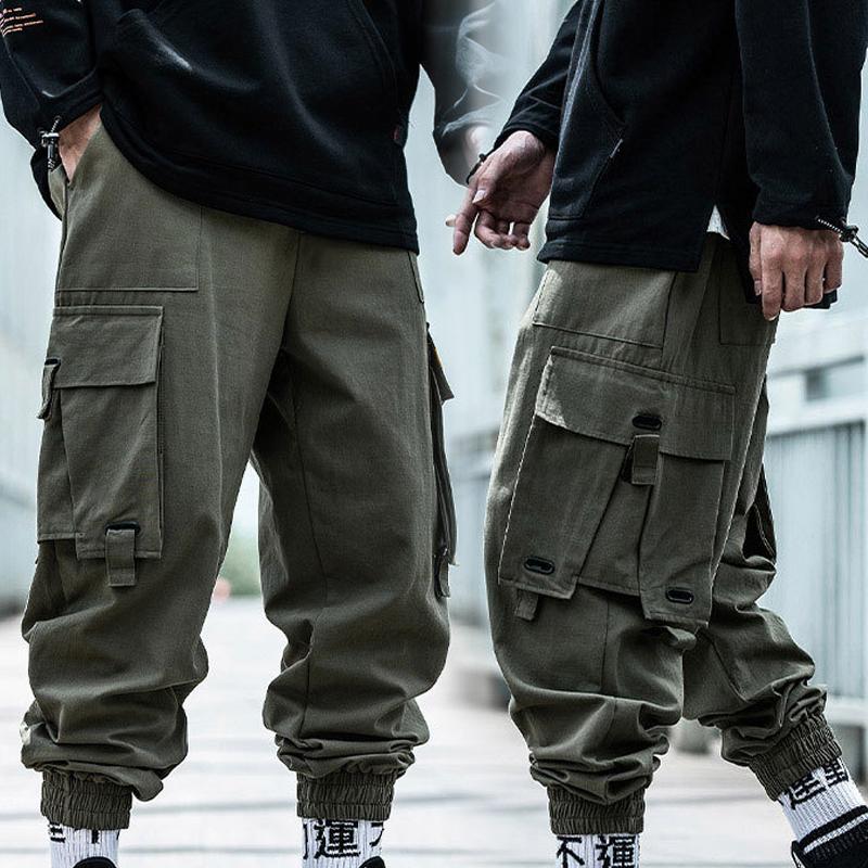 Mens Loose Punk Harem Cargo Pocket Trousers Casual Baggy Pants Military Overalls Mens Loose Punk Harem Cargo Pocket Trousers Casual Baggy Pants Military Overalls
