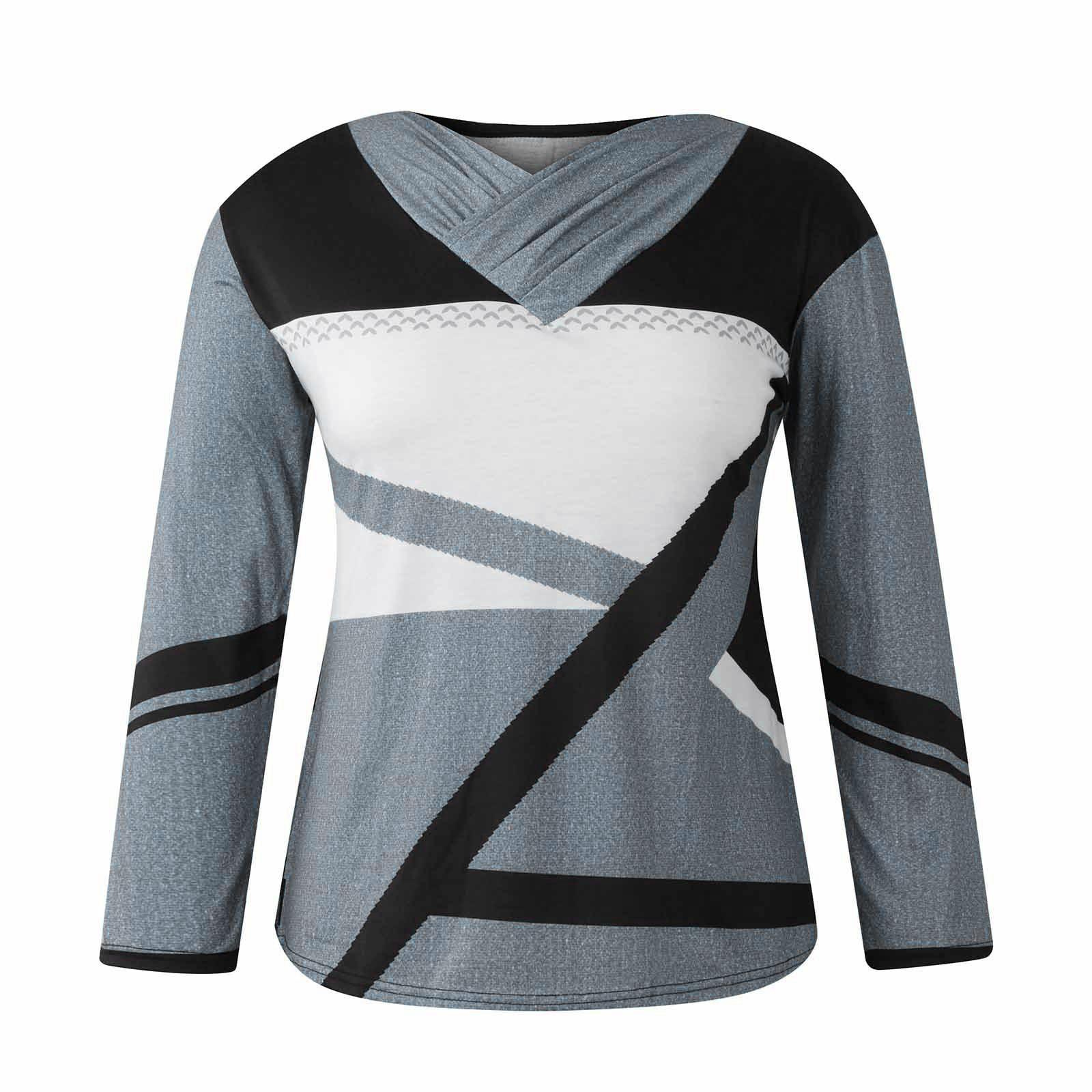 Женские топы Нарядные повседневные рубашки с длинными рукавами с перекрестным V-образным — фото 4