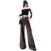Milk Card Color Women's Wide-Leg Suit Pants, Slightly Flared, High Waist, Drapey, Floor-Length, 2026 Early Spring Fashion.