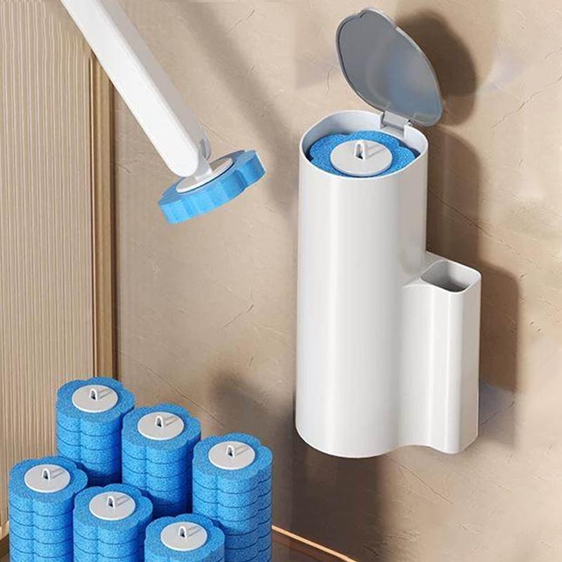 Einweg-Toilettenbürsten-Set zur Wandmontage mit austauschbaren Schwamm-Nachfüllern Reiniger Hygienisches Badezimmerreinigungswerkzeug