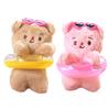 Cute Bear Swimming Ring Charm keyring Plush Keychain Accessory Animal Pendant Key Chain Personalized Bag Accessory