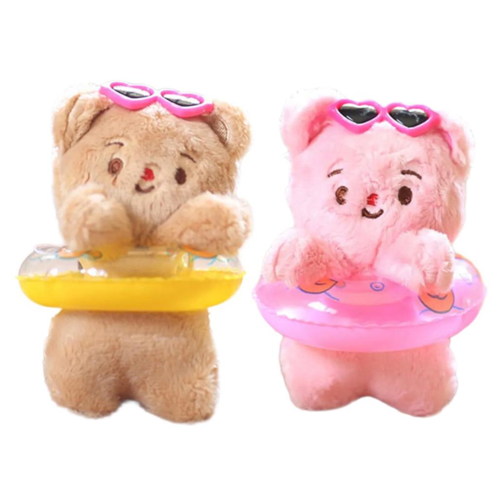 Cute Bear Swimming Ring Charm keyring Plush Keychain Accessory Animal Pendant Key Chain Personalized Bag Accessory