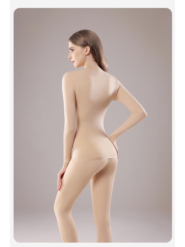 Women's Seamless Thermal Underwear Set: Skin-Beautifying, High-Elastic, Long-Sleeved Top & Pants