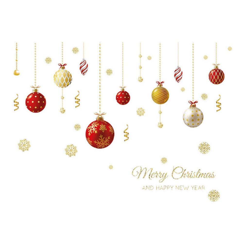 Removable Shopwindow Ornament Home Decoration Gold Snow Christmas Static Stickers Color Ball Snowflake Decal