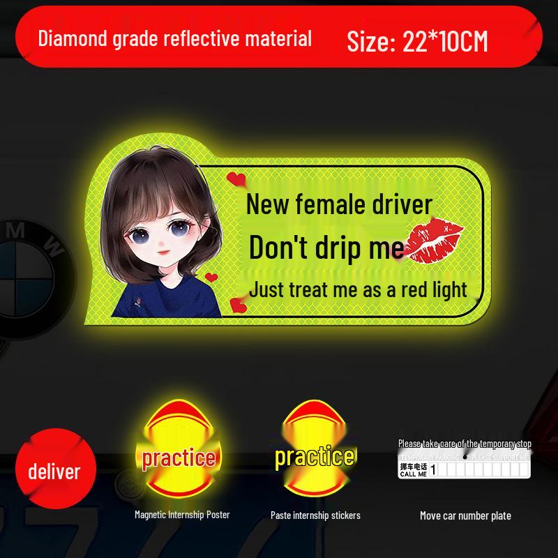 Magnetic Reflective Car Stickers for New Female Drivers