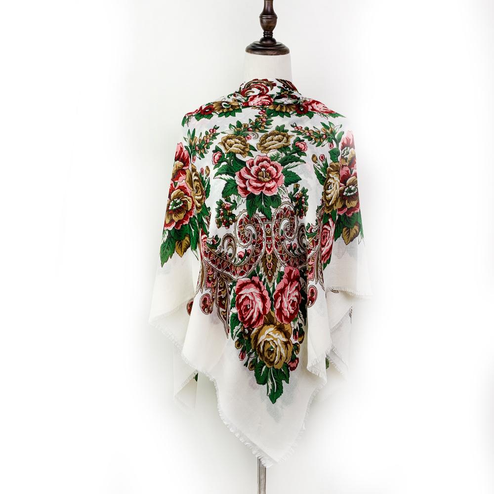120*120Cm Breathable Thin Russian Square Scarf Women  Luxury Floral Print Shawl Bandana Foulard Femme Beach Stole Lady Wraps