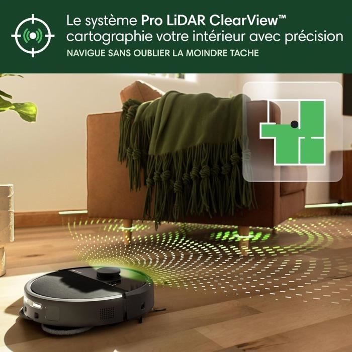 IRobot Roomba Plus 505 Noir - Base Multifonction - Lavage et séchage à l'air Chaud des lingettes - PrecisionVision IA