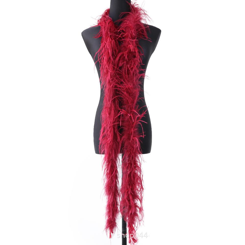2 Meters/Bag South African Colorful Ostrich Feather Villus Fluff Bar Strip Dyed Pattern Performance Dress Hat Scarf