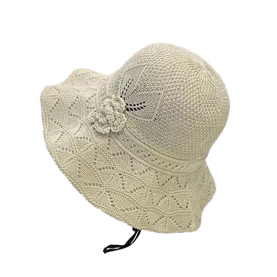 Fisherman Hat Three-Dimensional Flower Decoration Summer Sun Hat Hollow Crochet Large Brim Sun Protection Hat