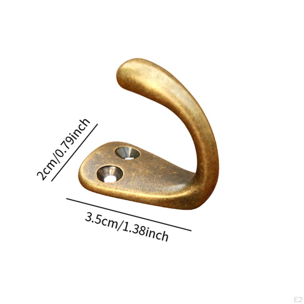 3 Pack of Wall Hooks for Coats Brass Hardware Entryway