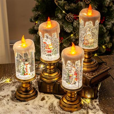Veilleuse LED de Noël 2024 Père Noël Bonhomme de Neige Lampe Bougie Ornement de Table Décoration de Noël pour la Maison Cadeaux Xmas Navidad