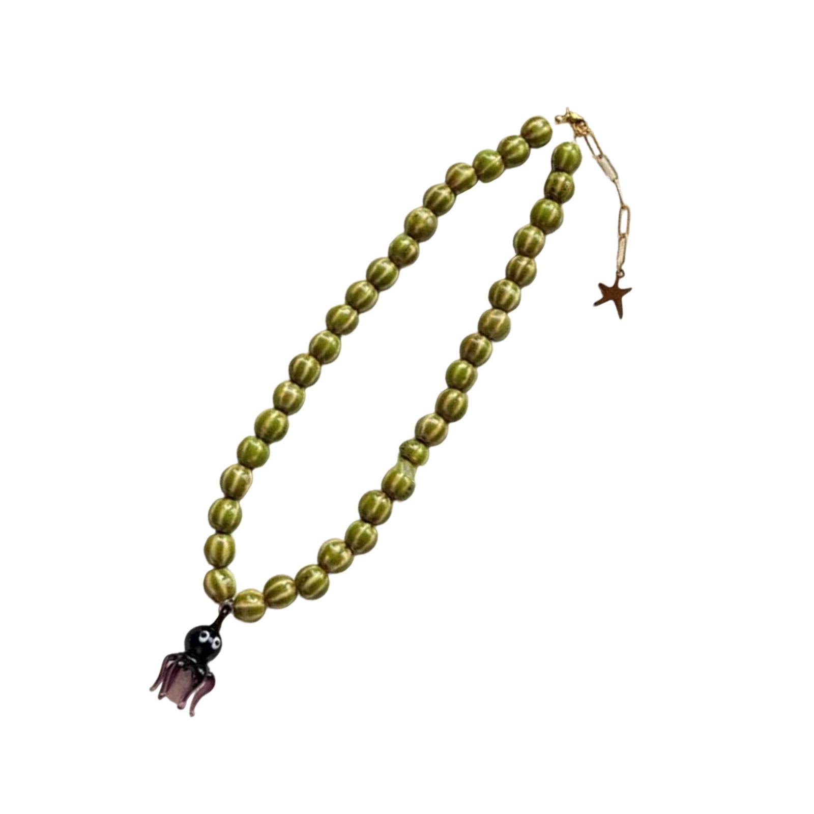 

Ожерелье из стекла ручной работы в виде осьминога, уникальный художественный дизайн, регулируемая цепочка, легкое шейное украшение для женщин, идея для подарка зелёный