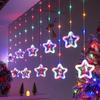 Five-Pointed Star Christmas LED Curtain & Tree String Fairy Lights for Festive Window Display