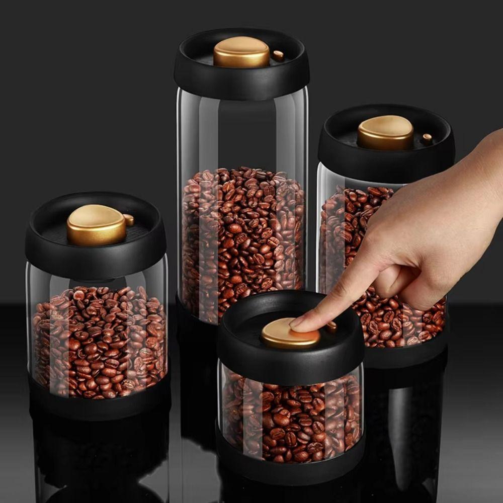 Glass Coffee Bean Tank Moisture-Proof Air Extraction Airtight Container Tea Storage