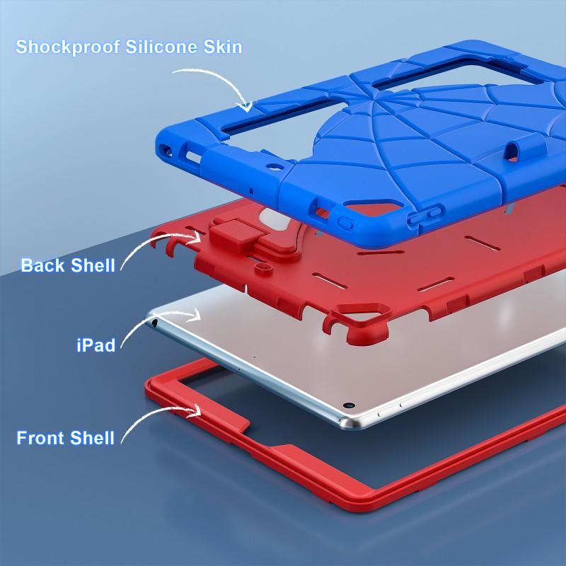 Spider-Man Cartoon Stand Case IPad 10.2 Inch 5th 6th 7th Gen Shockproof Silicone Cover With Sleep Wake Function