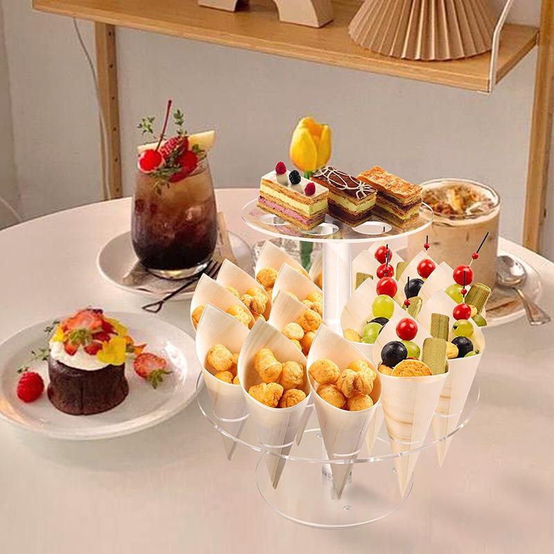 16/24 Holes Acrylic Ice Cream Cone Holder Cupcake Popcorn Rack Party Wedding Buffet Display Stand Transparent Ice Cream Shelf