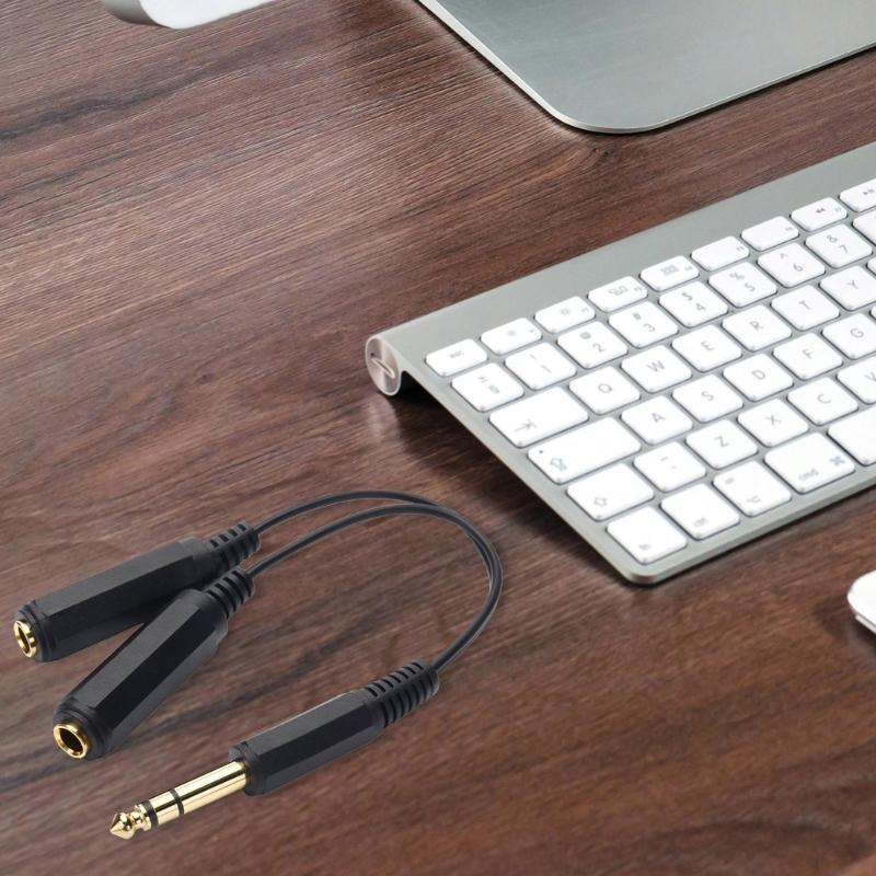 6.35mm 1/4Inch Male Stereo to Two TRS Female Sound Cable Y Splitter Adapter for Headphones and Speakers