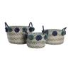 Basket set DKD Home Decor 46 x 44 x 34 cm Pompoms polypropylene Seagrass