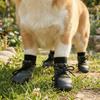 4PCS Non-slip Knitted Dog Shoes Waterproof Adjustable Straps Elastic Dog Booties Wear Resistant Breathable Lace-up Dog Socks