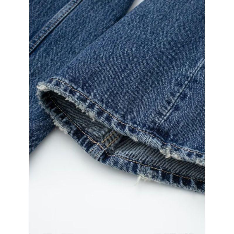 Kaslead Women's Clothing Fashion Mid Waist Long Denim