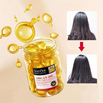 30 pièces/boîte Capsules de soin capillaire huile d'argan réparatrice cheveux jaunes frisottis huile capillaire maroc huile d'argan sérum capillaire
