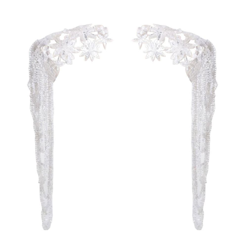 White Gold Color Shoulder Decoration Beaded Sequins Tassel Chain Wedding Dress Decoration Lace Handmade Gold Embroidery