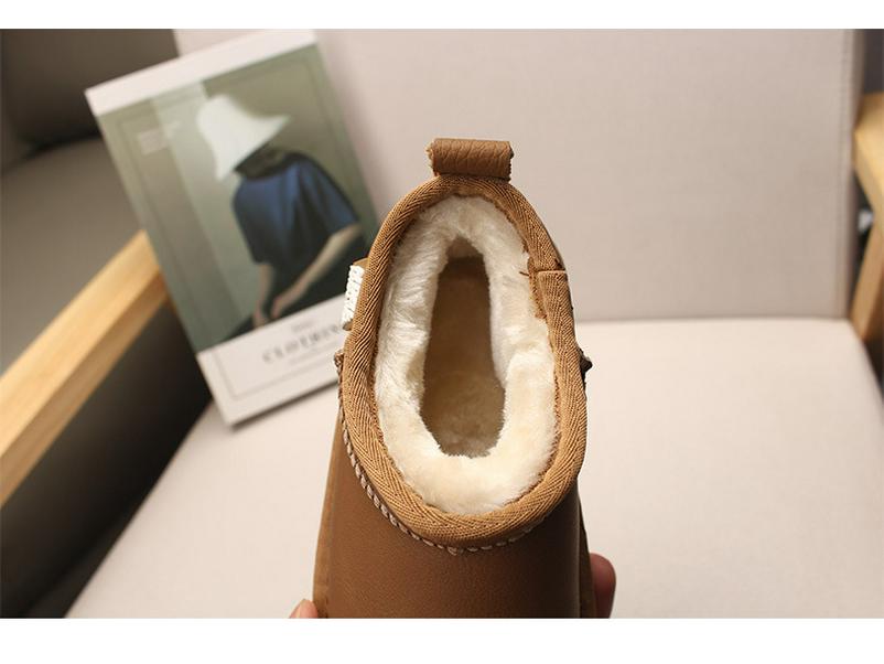Echte Leder Kinder Winter Schneestiefel - Jungen & Mädchen Dicke Warme Baumwolle Kurze Stiefel 2025