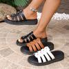 Plus Size Women Closed Toe Backless Woven Flat Sandals