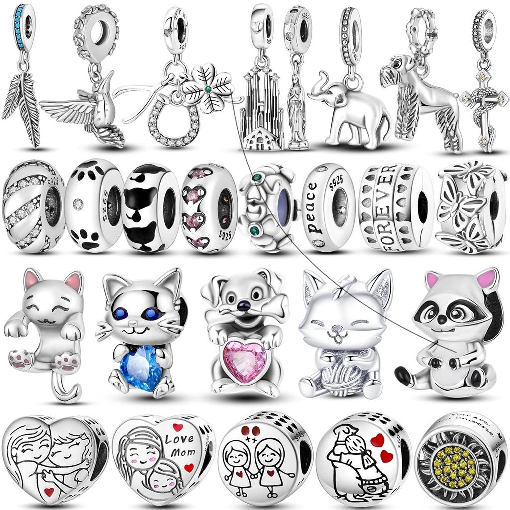 Copper Charms Beads Lovely Cat Pets Dangle Love Heart Charm Clip Stopper Fit Pandora Bracelet Necklace Diy Jewelry