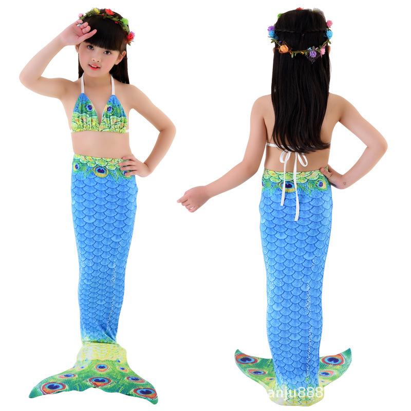 Mermaid Tail Children'S Swimsuit Girls Princess Clothes Girl Mermaid Baby Three-Piece Set