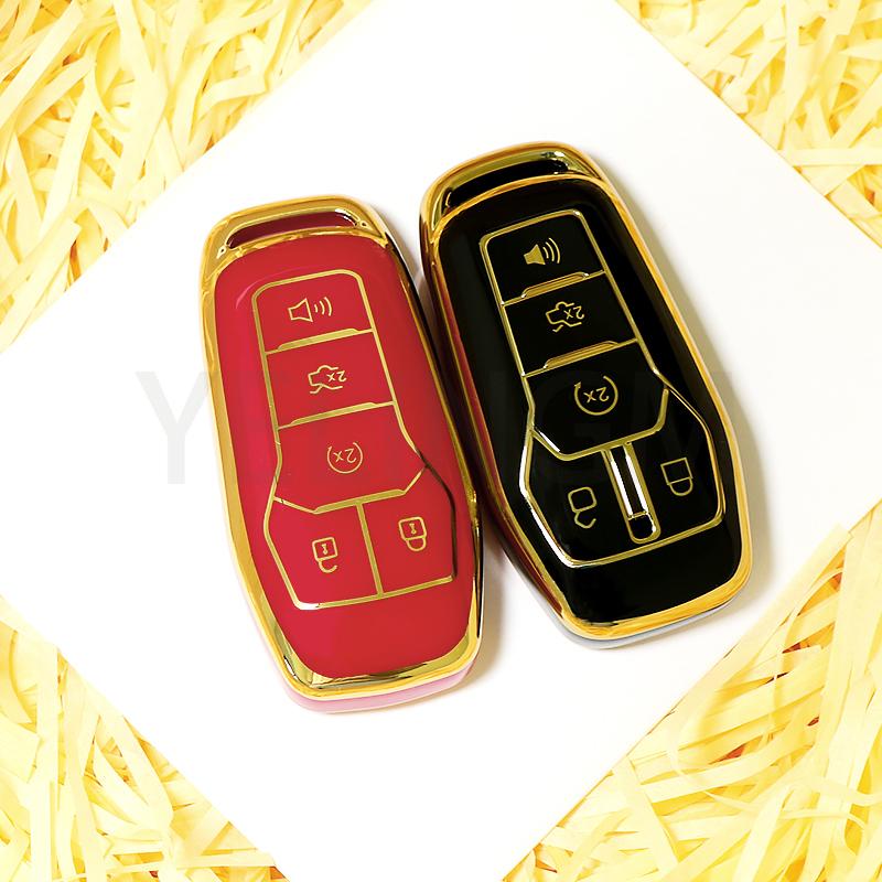Car Remote Key Case TPU Cover Shell Fob For Ford Fusion Mondeo Mustang F-150 Explorer Edge 5 Buttons Protector Bag Accessories