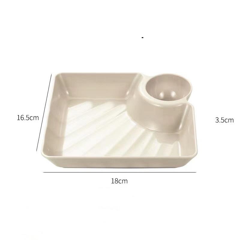 Divided Plates French Fries Square Dumpling Plate With Vinegar Plates Snack Dish 2-Grid Spices Dessert Christmas Tableware Home