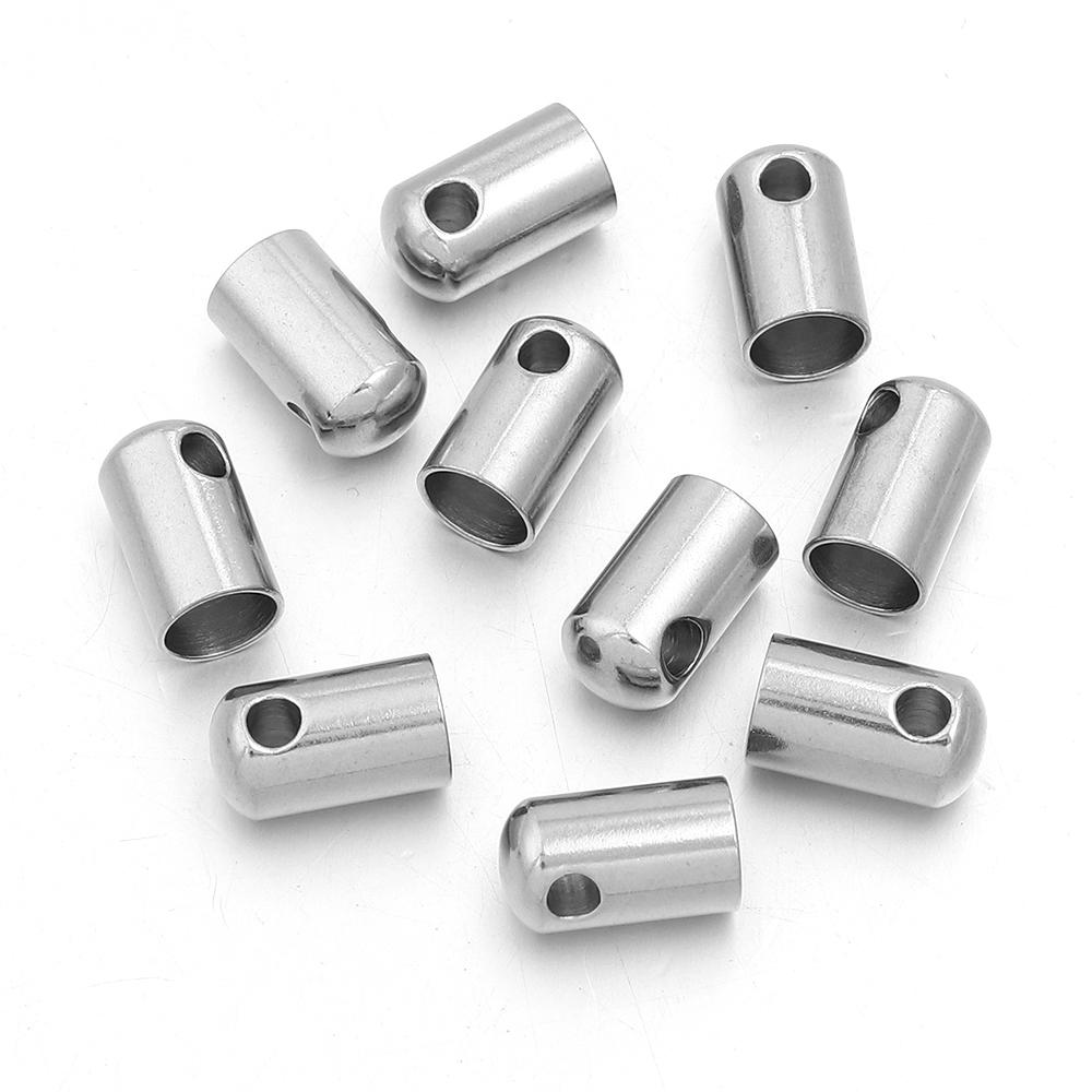 10-30pcs Stainless Steel Column End Tip Cap Crimp Clasps Connector For Jewelry Making Bracelet Necklace Leather Cord Accessories